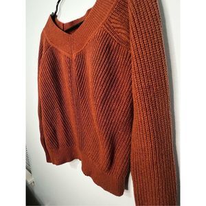 Abercrombie & Fitch Cropped Off Shoulder Brown Sweater Knit Chunky Size Small